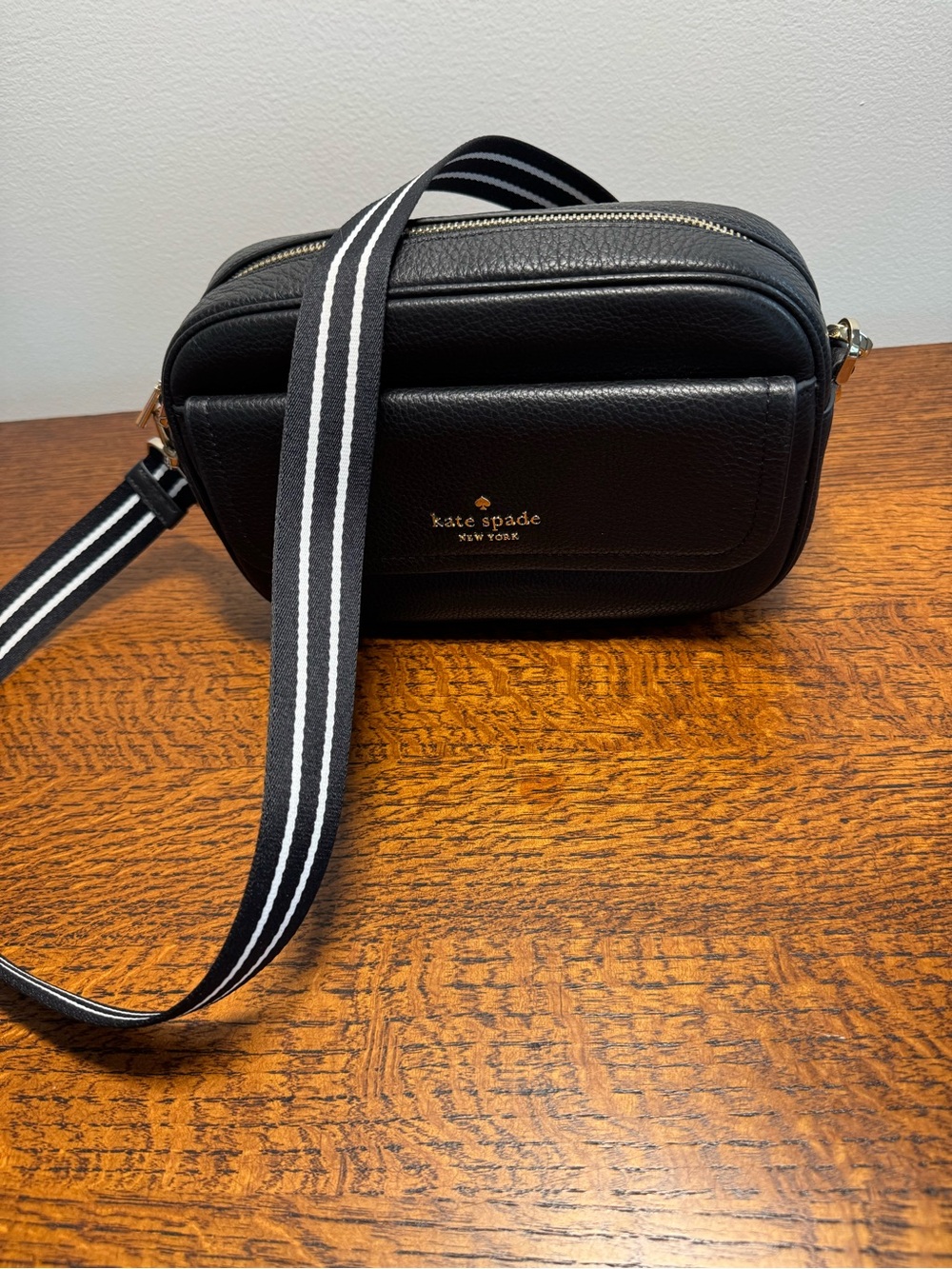 Kate Spade Rosie Pebbled Leather Flap Camera Bag w/Guitar Strap